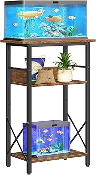 Premium Quiet HOOBRO 10 Gallon Aquarium Stand, 3-Tier Fish Tank Stand with Storage, Reptile Turtle Tank Stand with Metal Frame, 20.5" L x 11" W , Rustic Brown BF52FT01 - High-Efficiency Aquarium Filter