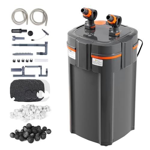 Premium Quiet VEVOR Aquarium Filter 317GPH, 4-Stage Canister Filter 75-100 Gallon, Ultra-Quiet Internal Aquarium Filter with UV Protection, Submersible Power Filter with Multiple Function for Fish Tanks, 12W - High-Efficiency Aquarium Filter detail