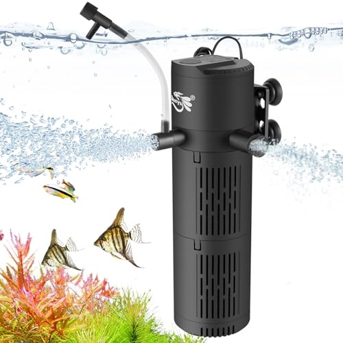 Premium Quiet Aquarium Filter, Fish Tank Filter 4-in-1 for 30-80 Gallon Tanks, Submersible Internal Filter with Wave-Maker, Oxygenation & Adjustable Air Flow for Freshwater/Saltwater/Turtle Tanks (12W) - High-Efficiency Aquarium Filter detail
