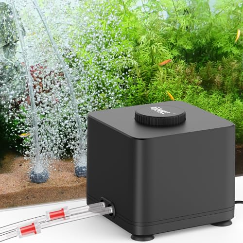 Premium Quiet hygger Aquarium Air Pump, Quiet Adjustable Fish Tank Air Pump, 4W/7W/11W Powerful Oxygen Aerator Dual Stainless Steel Outlets with Air Stone Bubbler for Small Medium Large Fish Tank, Hydroponic - High-Efficiency Aquarium Filter detail
