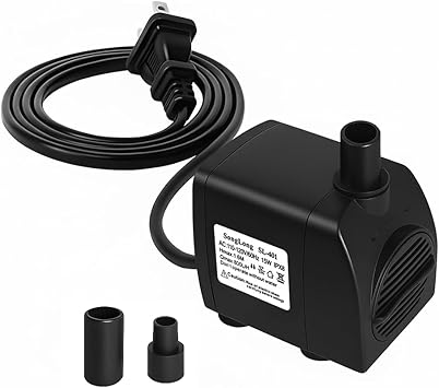 Premium Quiet SongLong Submersible Pump 200GPH (800 L/H 15W) Ultra Quiet with Over Heating Protection 5.2ft High Lift for Fountains, Hydroponics, Ponds, Aquariums & More…… - High-Efficiency Aquarium Filter