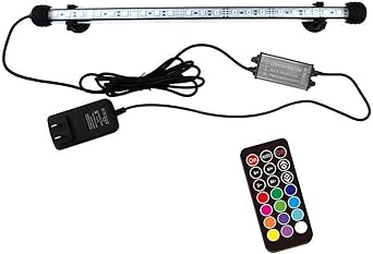 Premium Quiet 15 inches LED Aquarium Light, 2.5W Fish Tank Light Underwater Light Submersible Crystal Glass Lights, 21 LED Beads 12 Colors 19 Modes Brightness Adjustable Memory Function IP68 Waterproof - High-Efficiency Aquarium Filter