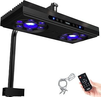 Premium Quiet Aquarium Light- 140W Reef Light Wide Coverage Sunrise Sunset Moonlight Saltwater Lights for Coral with Master Slave Group Control & Timer & Screen - High-Efficiency Aquarium Filter