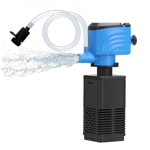 Premium Quiet DaToo Aquarium Filter 5-15 Gallon Fish Tank Filter 120GPH Powerful Pump For Aquariums Adjustable Air Flow Submersible Internal Aquarium Filters For Pond Wavemaker Air Supply Freshwater And Saltwater - High-Efficiency Aquarium Filter detail