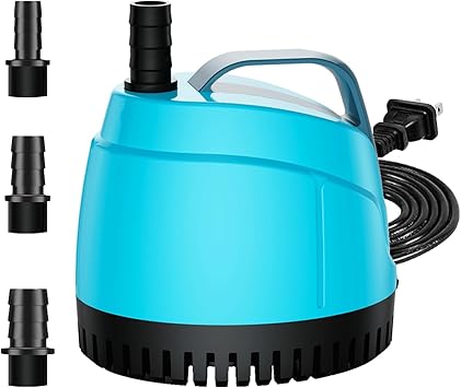 Premium Quiet 210GPH Submersible Water Pump Ultra Quiet (780L/H,15W),Bottom Suction Aquarium Pump with 2 Nozzles,5.6ft Lift,Adjustable Flow for Fish Tank,Fountain,Pond,Hydroponics,Indoor Water Feature - High-Efficiency Aquarium Filter