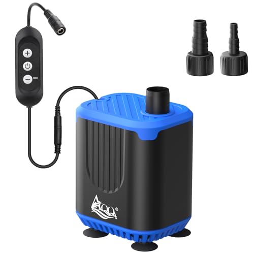 Premium Quiet AQQA DC Aquarium Water Pump with Controller,4 Flow Adjustable,Feed Mode,IP68 Submersible Quiet Fish Tank Pump,3 Nozzles for Pond Fountain Statuary Hydroponics Freshwater Saltwater 20W 110V-240V - High-Efficiency Aquarium Filter detail