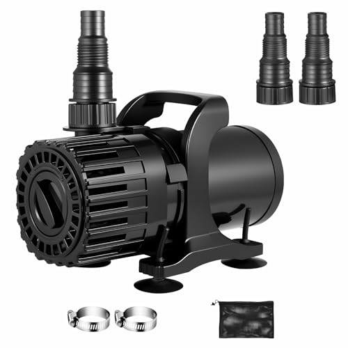 Premium Quiet Pond Pump, Adjustable Flow 600-1800 GPH & 13FT Lift, 100W Submersible Water Pump for Pond, Waterfall & Fountain, Quiet Magnetic Motor, 180° Rotatable Outlet, 20FT Power Cord, UL Listed - High-Efficiency Aquarium Filter detail