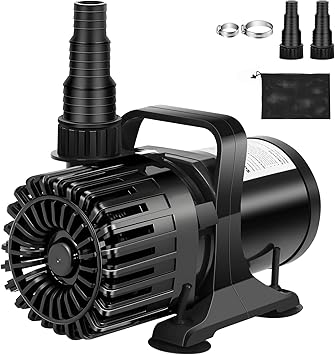 Premium Quiet Pond Pump, 1800 GPH & 14ft Lift, 100W Ultra-Quiet Fountain Pump for Fish Koi Pond Waterfall & Water Feature, Submersible Water Pump,180° Adjustable Outlet, Barrier Bag & 20FT Cord, UL Listed - High-Efficiency Aquarium Filter