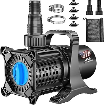 Premium Quiet OYO WATER Pond Pump, 2600 GPH Adjustable Flow Submersible Water Pump with Filter Bag, Copper Motor, IPX8 Waterproof for Outdoor Koi Pond, Fountain, Waterfall, Hydroponics - High-Efficiency Aquarium Filter