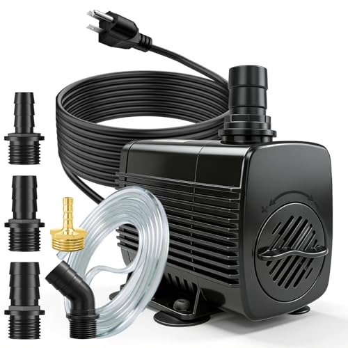 Premium Quiet SongLong 25W 400GPH 10ft Cable Submersible Fountain Pump with Tubing |Overheat Protection | for Outdoor Garden, Pond & Hydroponic Installations - High-Efficiency Aquarium Filter detail