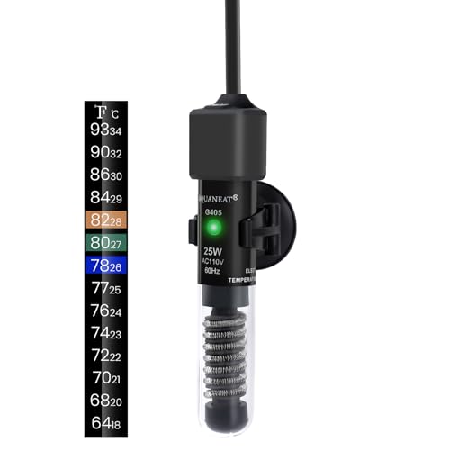 Premium Quiet AQUANEAT Aquarium Heater, 25W Small Betta Fish Tank Heater, Mini Preset Water Thermostat with a Thermometer - High-Efficiency Aquarium Filter detail