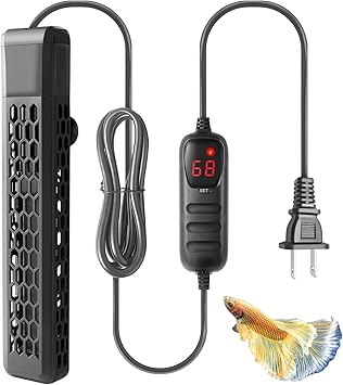 Premium Quiet HITOP 200W Aquarium PTC Heater with Controller: Digital Heater for Fish Tank and Turtle Tank 25-60Gallon, Sturdy Heater with Removable Protective Cover - High-Efficiency Aquarium Filter