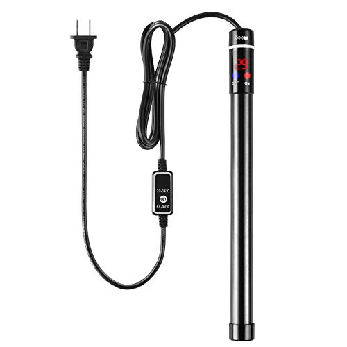 Premium Quiet MQ Titanium Alloy 500W Aquarium Heater for Salt and Fresh Water, Digital LED Display Submersible Heater with External Thermostat Controller, for Fish Tank 70-80 Gallon - High-Efficiency Aquarium Filter detail