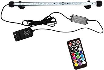 Premium Quiet 15 inches LED Aquarium Light, 2.5W Fish Tank Light Underwater Light Submersible Crystal Glass Lights, 21 LED Beads 12 Colors 19 Modes Brightness Adjustable Memory Function IP68 Waterproof - High-Efficiency Aquarium Filter