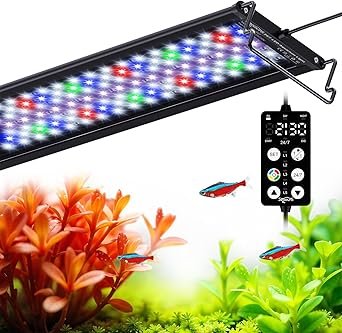 Premium Quiet SEAOURA LED Aquarium Light, 24/7 Custom Timer, Power-Off Memory,7-Row LED 18-24in Full Spectrum Fish Tank Light, 8 Colors, 20 Brightness, Day&Night Cycle, Adjustable Mount for Freshwater Plant Growth - High-Efficiency Aquarium Filter