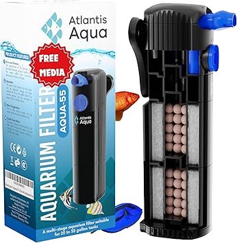 Premium Quiet 20 Gallon Fish Tank Filter up to 55 Gallons | Quiet Fish Tank Filter | Crystal Clear Water | Turtle Tank Filter | Submersible Aquarium Filter, Filter for Fish Tank, 50 Gallon Fish Tank Filter - High-Efficiency Aquarium Filter