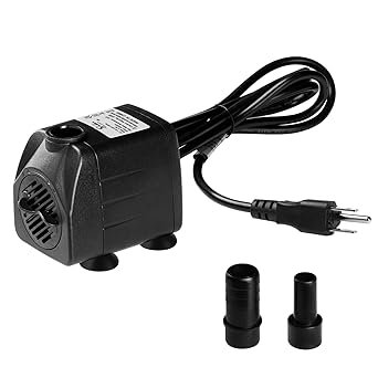Premium Quiet Simple Deluxe 160GPH Submersible Water Pump (600L/H, 8W) with Adjustable Intake, 4.3ft High Lift, 2 Nozzles, Perfect for Fish Tank, Pond, Aquarium, Hydroponics Black - High-Efficiency Aquarium Filter