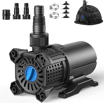 Premium Quiet OYO Water Pond Pump Set, 850GPH Submersible Water Pump Adjustable for Fountains & Waterfalls, 46W Powerful Motor, 2 Installation Options with Filter Bag & 20.3ft Power Cord for Outdoor Pond & Aquarium - High-Efficiency Aquarium Filter
