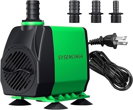 Premium Quiet 40W Fountain Submersible Water Pump, 1000GPH Adjustable Ultra Quiet Aquarium Pump, Small Pond Pump with 3 Nozzles, 10.5ft High Lift for Small Pond, Fish tank, Waterfall, Outdoor, Hydroponics - High-Efficiency Aquarium Filter