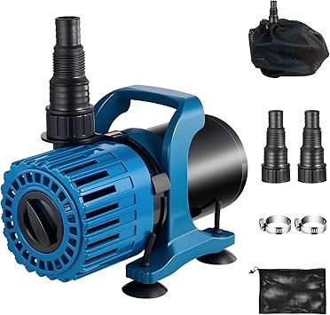 Premium Quiet TONGCHANT Pond Pump for Fountain Fish Pond & Waterfall, 600-1800GPH,13ft Lift, 100W Adjustable Flow Submersible Water Pump, Ultra Quiet Fountain Pump, Waterfall Pump, Filter Bag & 20ft Cord, UL Listed - High-Efficiency Aquarium Filter