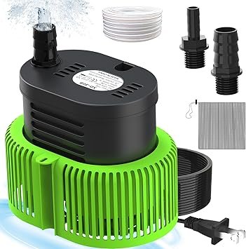 Premium Quiet Pool Cover Pump above Ground - Submersible Water Sump Pump Swimming Water Removal Pumps, with Drainage Hose & 25 Feet Extra Long Power Cord, 850 GPH inGround, 3 Adapters - High-Efficiency Aquarium Filter