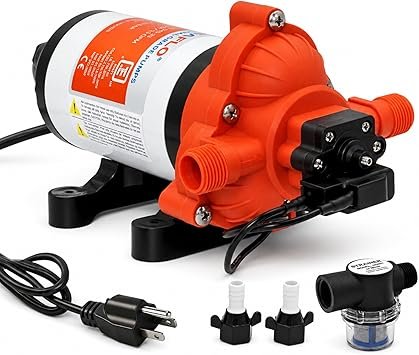 Premium Quiet SEAFLO 33 Series 110V/115V AC Fresh Water Pump, 3.3 GPM 45 PSI Self-Priming Pressure Pump with Smart Pressure Switch, Automatic Demand Pump for RV, Caravan Marine Boat Industrial Use, 4-Year Warranty - High-Efficiency Aquarium Filter