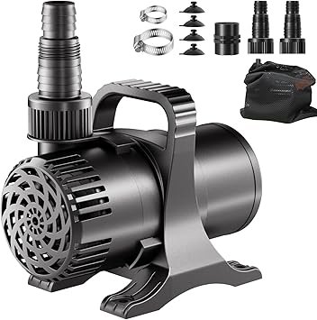 Premium Quiet OYO Water 100W 1600 GPH Pond Pump, Ultra Quiet Heavy Duty Submersible Water Pump for Koi Ponds, Fountains, Aquariums & Waterfalls, Submersible & Inline Use, 20.3 ft Power Cord, Includes Filter Bag - High-Efficiency Aquarium Filter