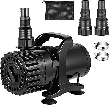 Premium Quiet Pond Pump, Adjustable Flow 690-1800GPH & 13FT Lift, 100W Submersible Water Pump for Outdoor Pond Fountain Waterfall & Water Circulation, Filter Bag &20FT Cord, Ultra Quiet Operation, UL Listed - High-Efficiency Aquarium Filter