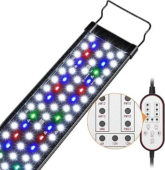 Premium Quiet Aquarium Light, 18W 24/7 Natural Mode Aquarium Light, Sunrise/Daylight/Moonlight Mode and Custom Mode with Expandable Bracket, Adjustable Timer and 7 Color Brightness for 18~24IN Fish Tank - High-Efficiency Aquarium Filter
