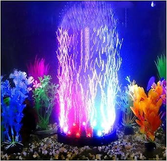 Premium Quiet 4.92 inch 12 LEDs Fish Tank Light, Bubbler Stone, LED Aquarium Lights, Air Stone Disk, Submersible Fish Tank Aquarium Decorations Accessories, Underwater Round Small Bubbles Lamp for air Pump - High-Efficiency Aquarium Filter