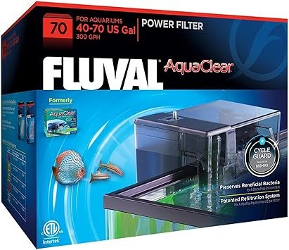Premium Quiet AquaClear 70 Power Filter, Fish Tank Filter for 40- to 70-Gallon Aquariums, Black - High-Efficiency Aquarium Filter