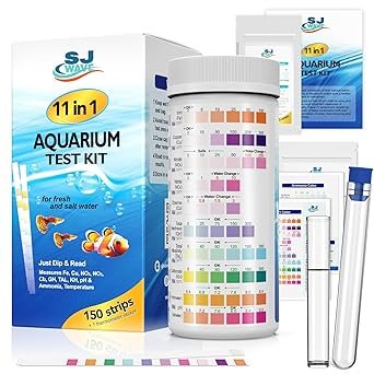 Premium Quiet 11 in 1 - Aquarium Test Strips | 950 Tests - 150 Strips | Fish Tank Aquariums Water Test Kit & ebook | Aquarium Thermometer | Fish Tank Water Testing Kit Includes 50 Ammonia Strips | Versatile Usage - High-Efficiency Aquarium Filter